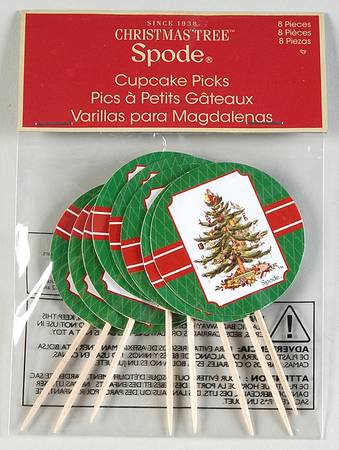 Christmas Tree (Package of 8) Wood and Paper Cupcake Picks