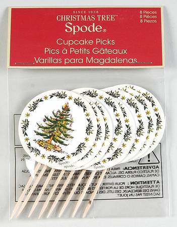 Christmas Tree (Package of 8) Wood and Paper Cupcake Picks