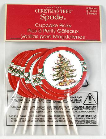 Christmas Tree (Package of 8) Wood and Paper Cupcake Picks
