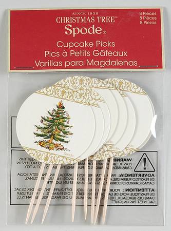 Christmas Tree (Package of 8) Wood and Paper Cupcake Picks