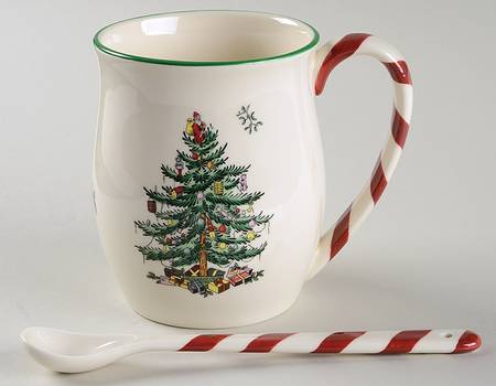 Christmas Tree Peppermint Accent Mug & Peppermint Spoon Set