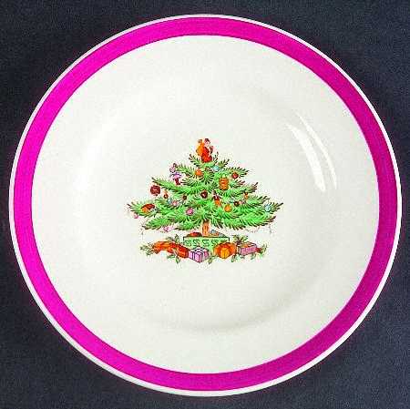 Christmas Tree (Magenta Band, No Trim) Bread & Butter Plate