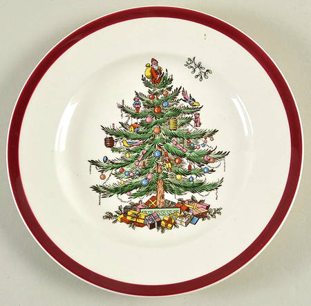 Christmas Tree (Thick Red Wine Trim) Salad Plate