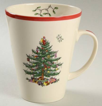 Christmas Tree Red Trim Tall Mug