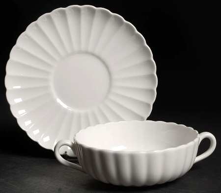 Chelsea White Flat Cream Soup Bowl & Saucer Set