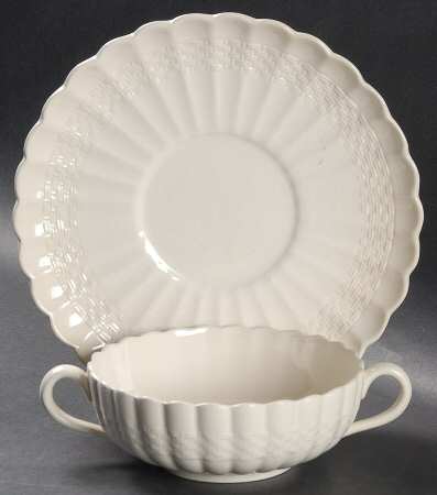 Chelsea Wicker Flat Cream Soup Bowl & Saucer Set