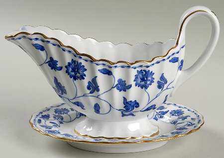 Colonel Blue Gravy Boat with Attached Underplate