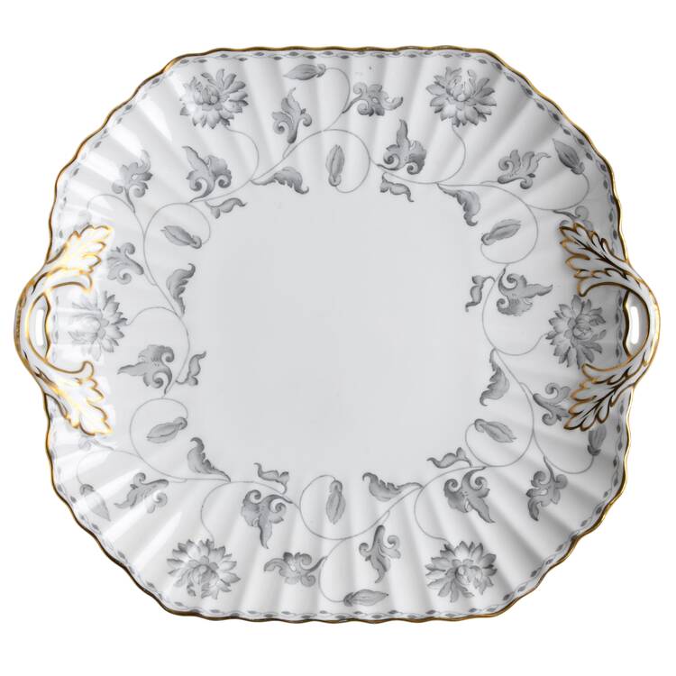 Colonel Gray (Gold Trim) Square Handled Cake Plate