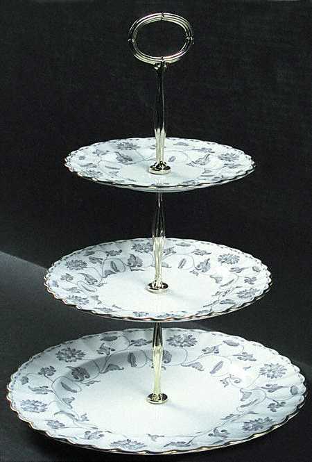 Colonel Gray (Gold Trim) 13 7/8"-14 1/4" 3-Tiered Serving Tray(DP,SP,BB) HC