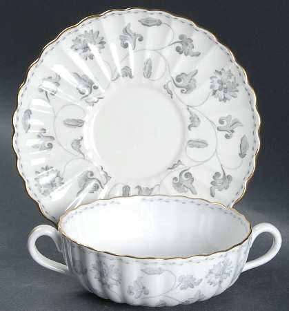 Colonel Gray (Gold Trim) Flat Cream Soup Bowl & Saucer Set