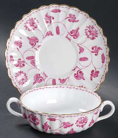 Colonel Pink Flat Cream Soup Bowl & Saucer Set