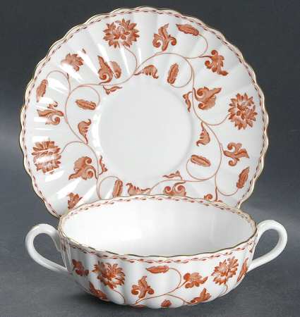 Colonel Red Flat Cream Soup Bowl & Saucer Set