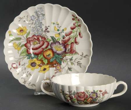 Constable Flat Cream Soup Bowl & Saucer Set