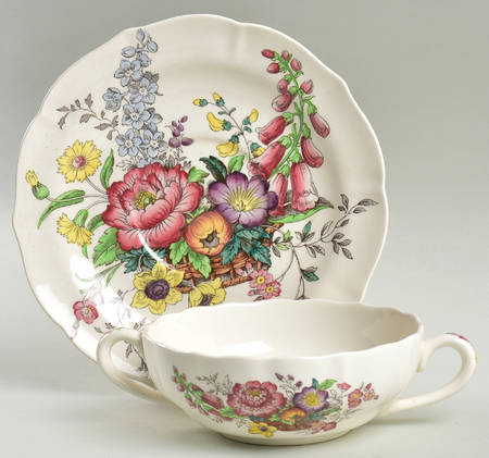 Constable Flat Cream Soup Bowl & Saucer Set