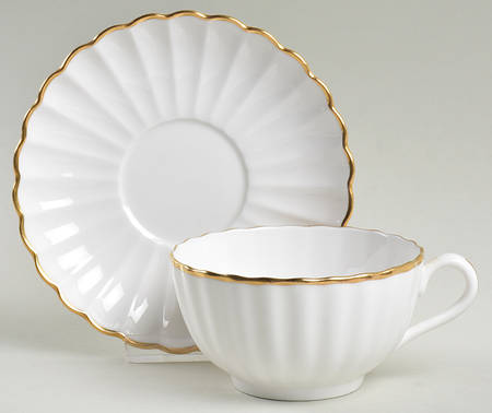Corinth (Gold Trim) Footed Cup & Saucer Set