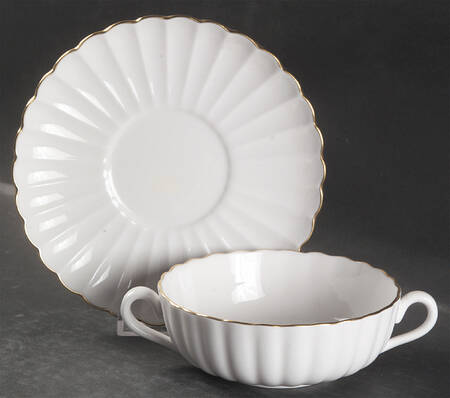 Corinth (Gold Trim) Flat Cream Soup Bowl & Saucer Set