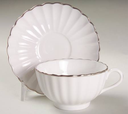 Corinth (PlatinumTrim) Footed Cup & Saucer Set