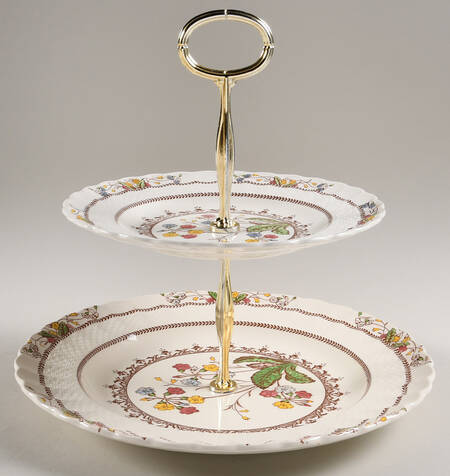 Cowslip 6 5/8"-10"  2 Tiered Serving Tray (Dp, Sp) HC