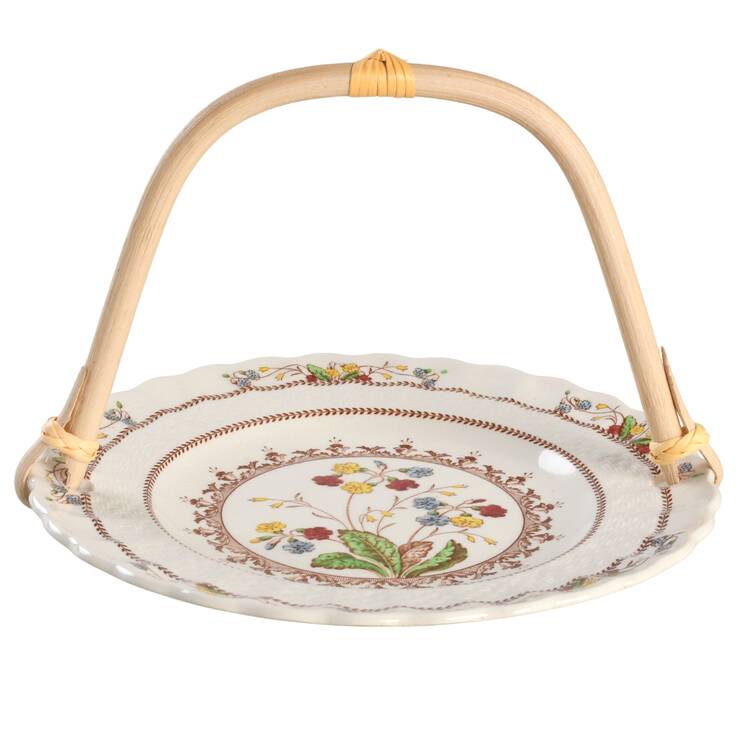Cowslip 5 3/8"-5 5/8" Bamboo Handled Serving Plate  HC