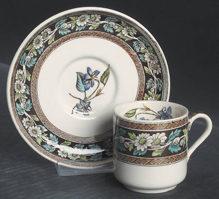 Daisy (Brown-Multicolor) Footed Demitasse Cup & Saucer Set