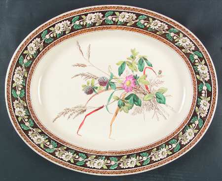 Daisy (Brown-Multicolor) 19" Oval Serving Platter