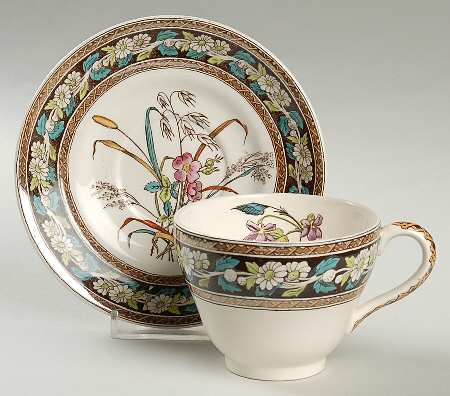 Daisy (Brown-Multicolor) Footed Cup & Saucer Set