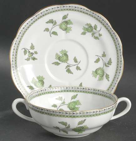 Darlington Apple Green Footed Cream Soup Bowl & Saucer Set