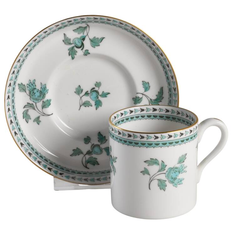 Darlington Green (Teal) Flat Demitasse Cup & Saucer Set