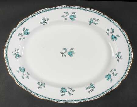 Darlington Green (Teal) 16" Oval Serving Platter
