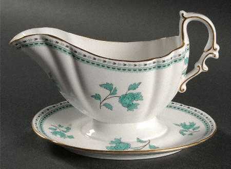 Darlington Green (Teal) Gravy Boat with Attached Underplate