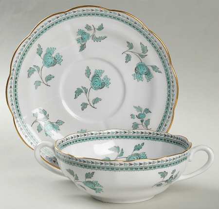 Darlington Green (Teal) Flat Cream Soup Bowl & Saucer Set