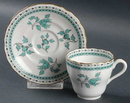 Darlington Green (Teal) Flat Demitasse Cup & Saucer Set