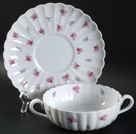 Dimity Flat Cream Soup Bowl & Saucer Set by Spode