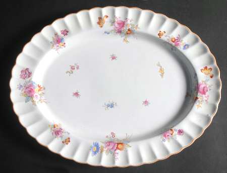 Dresden Rose (Y5758, Fluted) 14" Oval Serving Platter