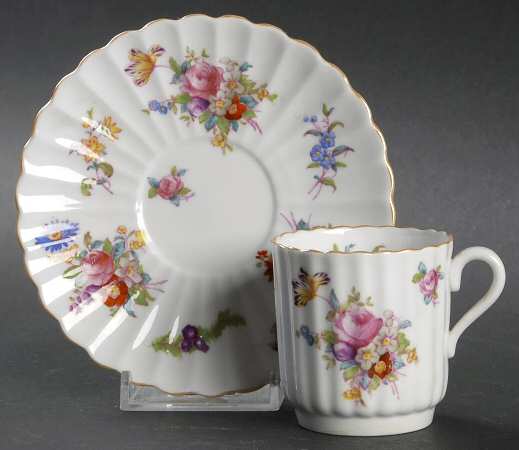 Dresden Rose (Y5758, Fluted) Footed Demitasse Cup & Saucer Set