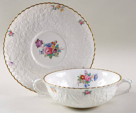 Dresden Rose (Y2958, Savoy) Cream Soup Bowl & Saucer Set