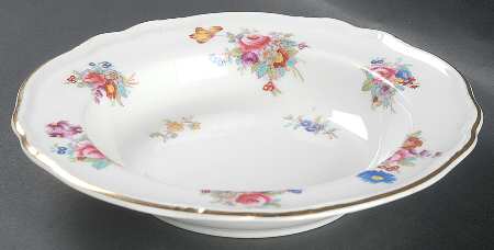 Dresden Rose (R2241, Scalloped, Gold) Rim Soup Bowl