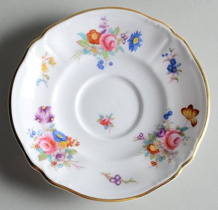Dresden Rose (R2241, Scalloped, Gold) Saucer for Footed Cup