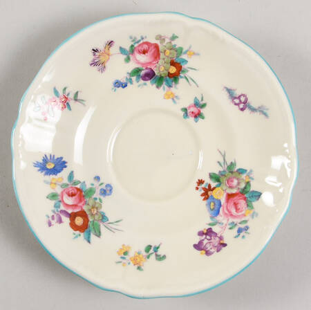 Dresden Rose (Y676, Green Trim) Saucer for Oversized Cup by Spode