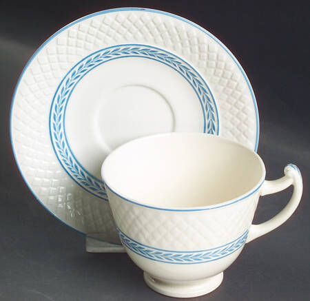 Elaine Blue (1290, Mansard) Footed Cup & Saucer Set