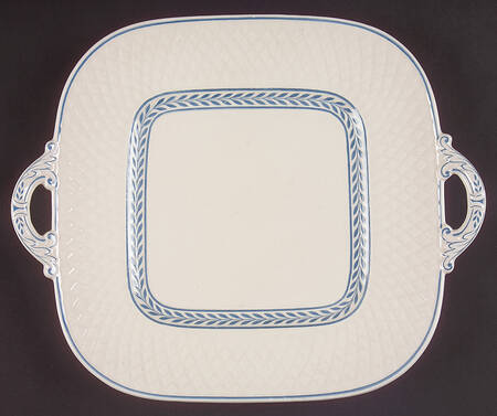 Elaine Blue (1290, Mansard) Handled Cake Plate