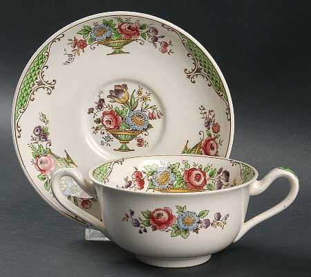 Ellesmere (Smooth) Footed Cream Soup Bowl & Saucer Set