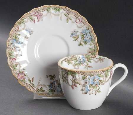 Eloise Blue Flat Cup & Saucer Set