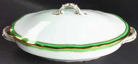 Embassy Green Oval Covered Vegetable