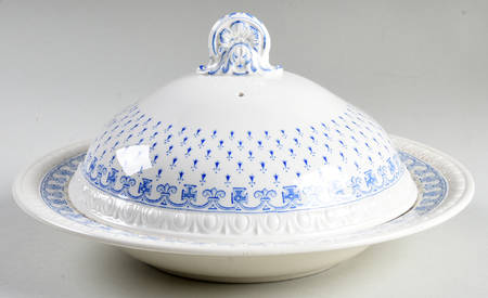 Ermine Blue Muffin Dish & Lid