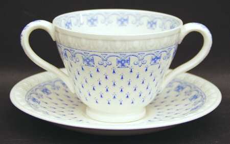 Ermine Blue Footed Bouillon Cup & Saucer