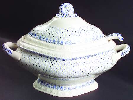 Ermine Blue Tureen & Lid w/Ladle