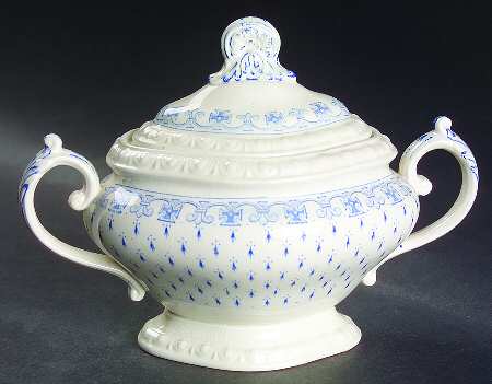 Ermine Blue Sugar Bowl & Lid