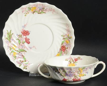 Fairy Dell Flat Cream Soup Bowl & Saucer Set