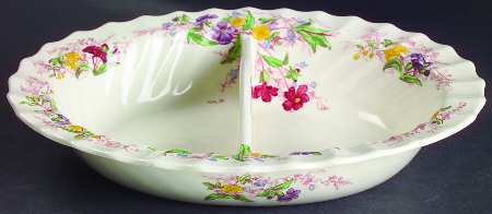 Fairy Dell 10" Oval Divided Vegetable Bowl